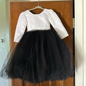 Custom flower girl dress white and black